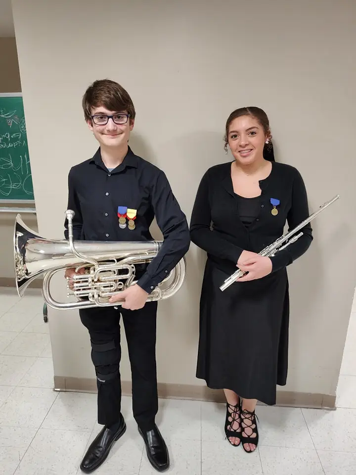 2025 All District Band honorees, Aiden Beddingfield (euphonum) and Shayla Leach (flute)