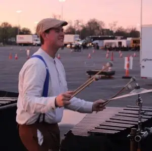 Dylan Hatley, Director of Bands performing at 2019 WGI Indoor Percussion Finals with Fusion Percussion
